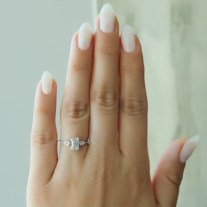 The Naomi Set With A 1 Carat Emerald 14K White Gold Lab Diamond