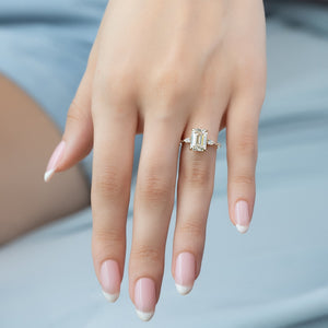 The Naomi Set With A 3 Carat Emerald 14K Yellow Gold Lab Diamond