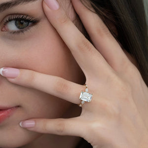 The Naomi Set With A 3 Carat Emerald 14K Yellow Gold Lab Diamond
