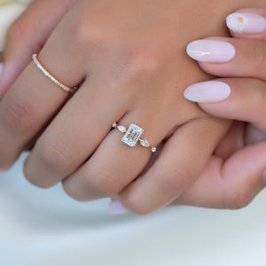 The Naomi Set With A 3 Carat Emerald 14K Yellow Gold Lab Diamond