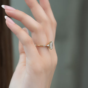The Naomi Set With A 3 Carat Emerald 14K Yellow Gold Lab Diamond