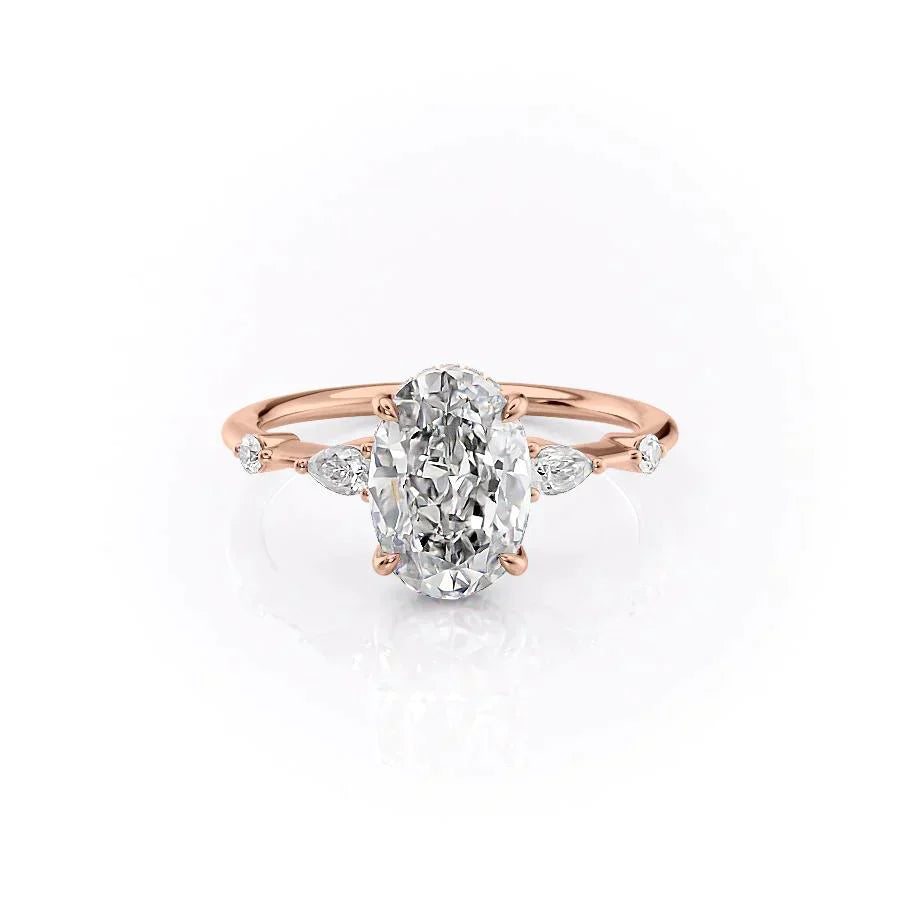 The Naomi Set With A 2 Carat Oval 14K Rose Gold Lab Diamond
