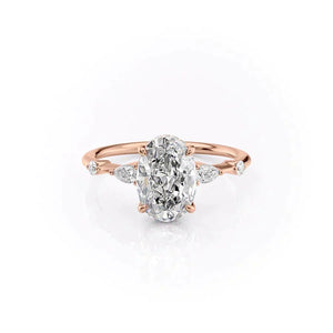The Naomi Set With A 1 Carat Oval 14K Rose Gold Lab Diamond