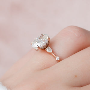 The Naomi Set With A 1 Carat Oval 14K Rose Gold Lab Diamond