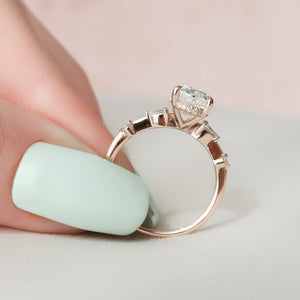 The Naomi Set With A 1 Carat Oval 14K Rose Gold Lab Diamond