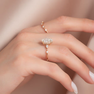 The Naomi Set With A 1 Carat Oval 14K Rose Gold Lab Diamond