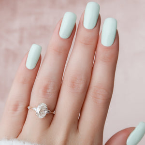 The Naomi Set With A 1 Carat Oval 14K Rose Gold Lab Diamond