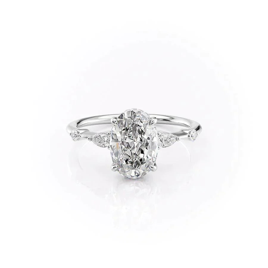 The Naomi Set With A 2.5 Carat Oval 18K White Gold Lab Diamond