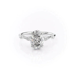 The Naomi Set With A 3 Carat Oval 14K White Gold Lab Diamond