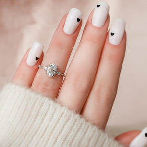 The Naomi Set With A 2 Carat Oval 14K White Gold Lab Diamond