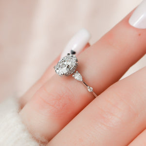 The Naomi Set With A 2 Carat Oval 14K White Gold Lab Diamond