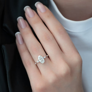The Naomi Set With A 2 Carat Oval 14K White Gold Lab Diamond