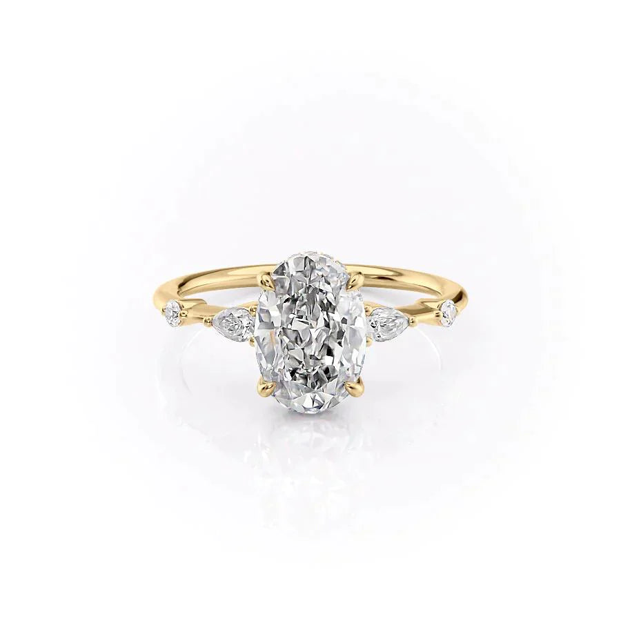 The Naomi Set With A 2 Carat Oval 14K Yellow Gold Lab Diamond