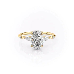 The Naomi Set With A 3 Carat Oval 18K Yellow Gold Lab Diamond