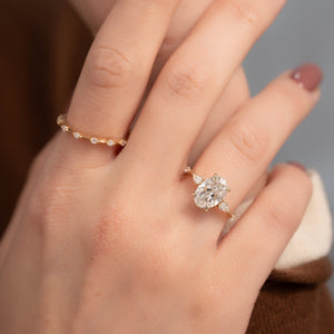 The Naomi Set With A 2 Carat Oval 18K Yellow Gold Lab Diamond