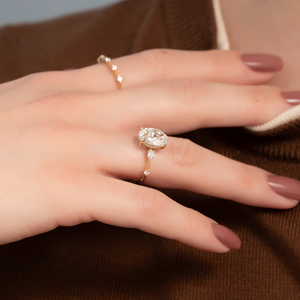 The Naomi Set With A 1.5 Carat Oval 14K Yellow Gold Lab Diamond