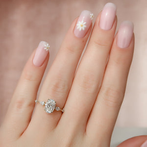 The Naomi Set With A 2 Carat Oval 18K Yellow Gold Lab Diamond
