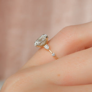 The Naomi Set With A 2 Carat Oval 18K Yellow Gold Lab Diamond
