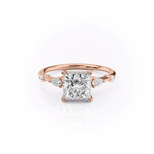 The Naomi Set With A 1.5 Carat Princess 14K Rose Gold Lab Diamond