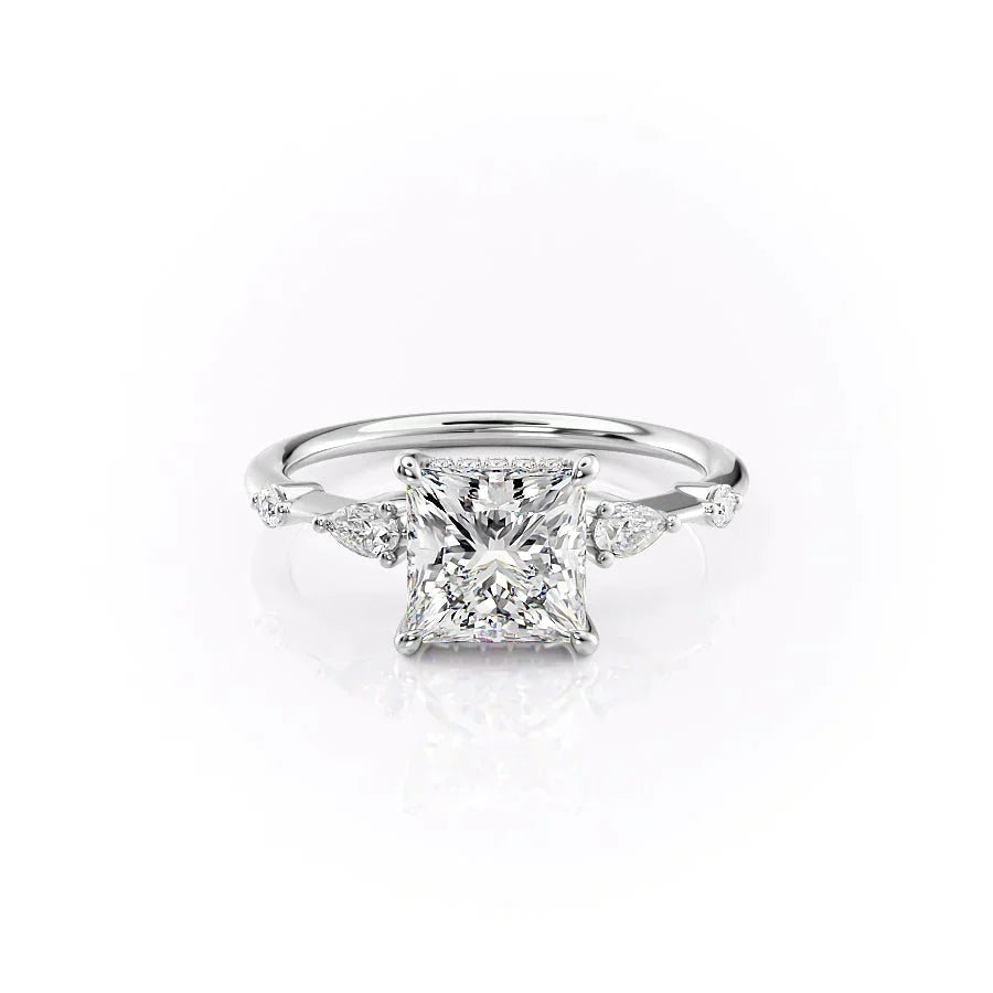 The Naomi Set With A 1.5 Carat Princess 14K White Gold Lab Diamond