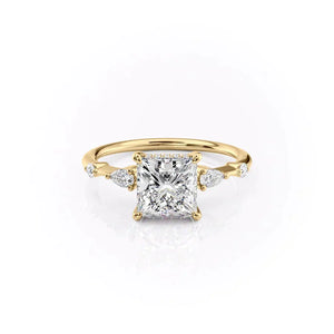 The Naomi Set With A 2 Carat Princess 14K Yellow Gold Lab Diamond