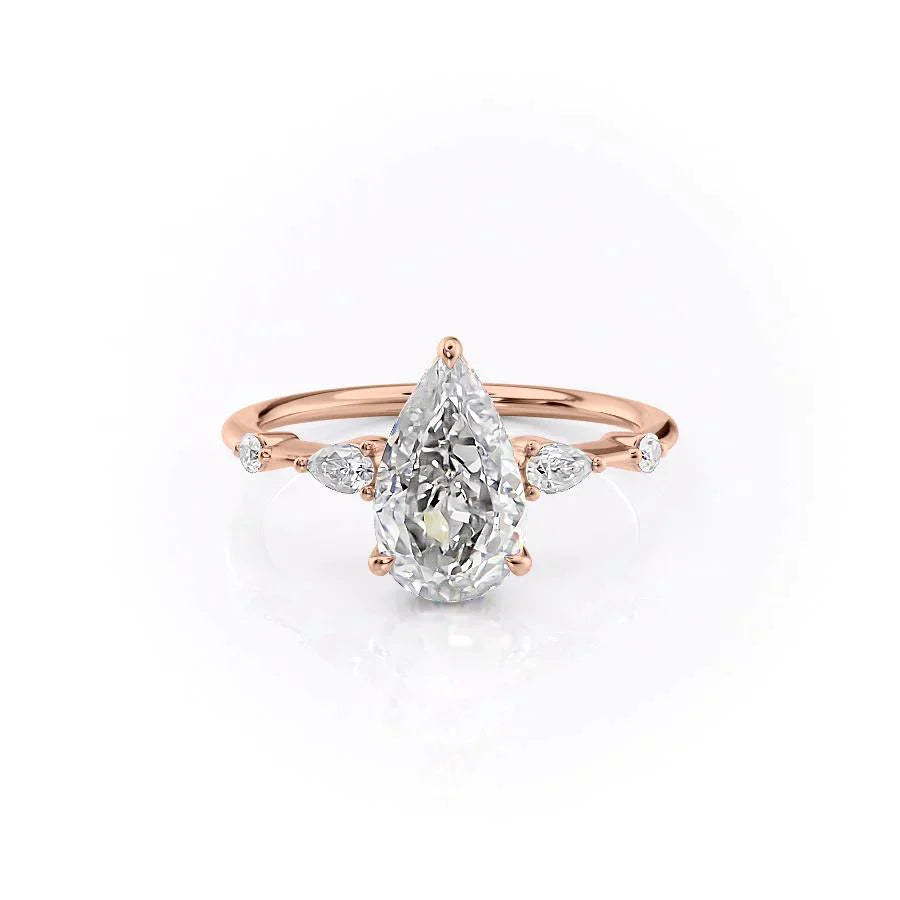The Naomi Set With A 1.5 Carat Pear 14K Rose Gold Lab Diamond