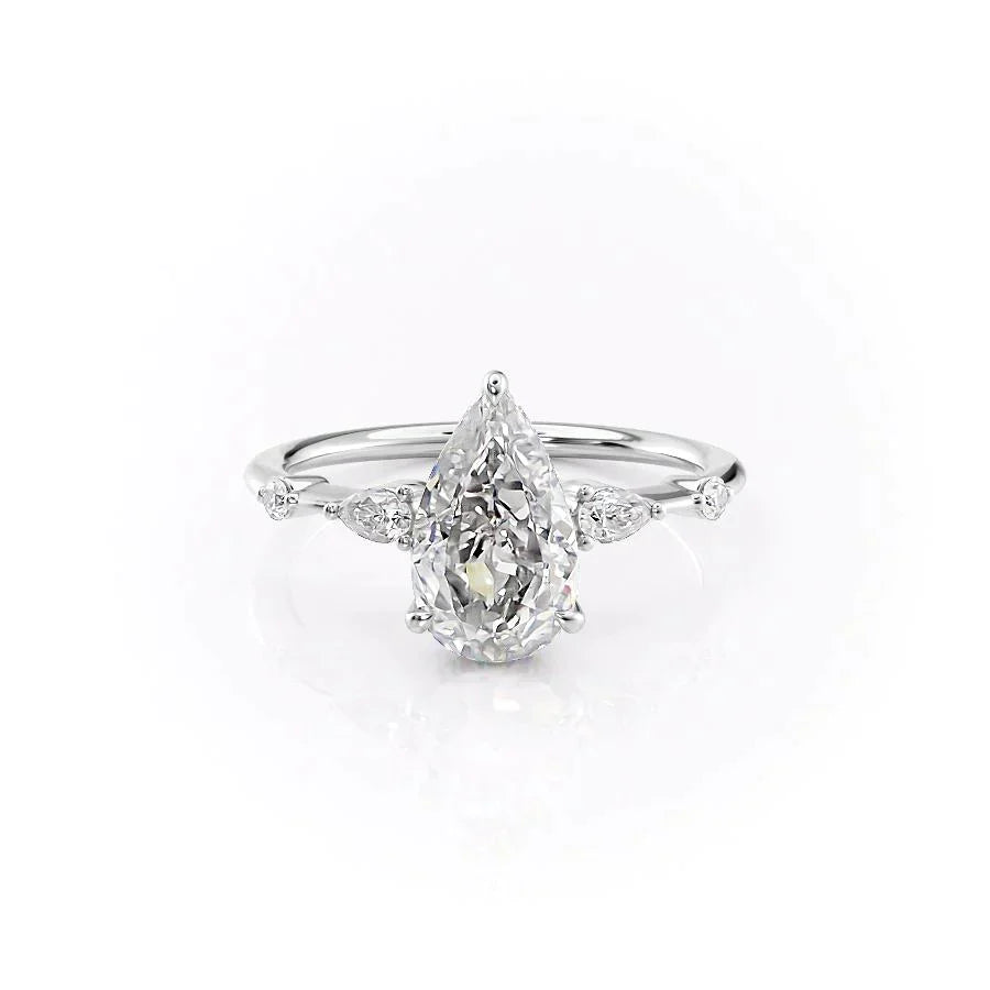 The Naomi Set With A 2.5 Carat Pear 14K White Gold Lab Diamond
