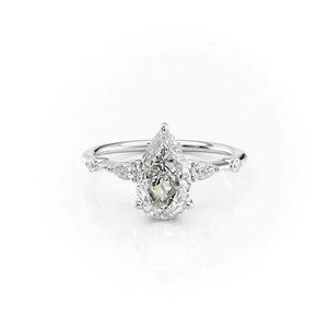 The Naomi Set With A 1.5 Carat Pear 14K White Gold Lab Diamond