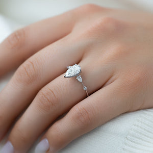 The Naomi Set With A 2 Carat Pear 14K White Gold Lab Diamond