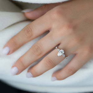 The Naomi Set With A 2 Carat Pear 14K White Gold Lab Diamond