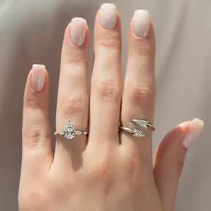 The Naomi Set With A 2 Carat Pear 14K White Gold Lab Diamond
