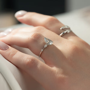 The Naomi Set With A 2 Carat Pear 14K White Gold Lab Diamond