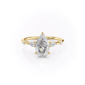 The Naomi Set With A 2 Carat Pear 18K Yellow Gold Lab Diamond