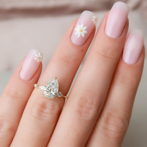 The Naomi Set With A 2 Carat Pear 18K Yellow Gold Lab Diamond