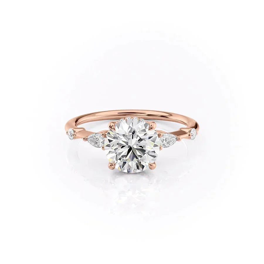 The Naomi Set With A 2 Carat Round 14K Rose Gold Lab Diamond
