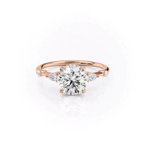 The Naomi Set With A 2 Carat Round 14K Rose Gold Lab Diamond