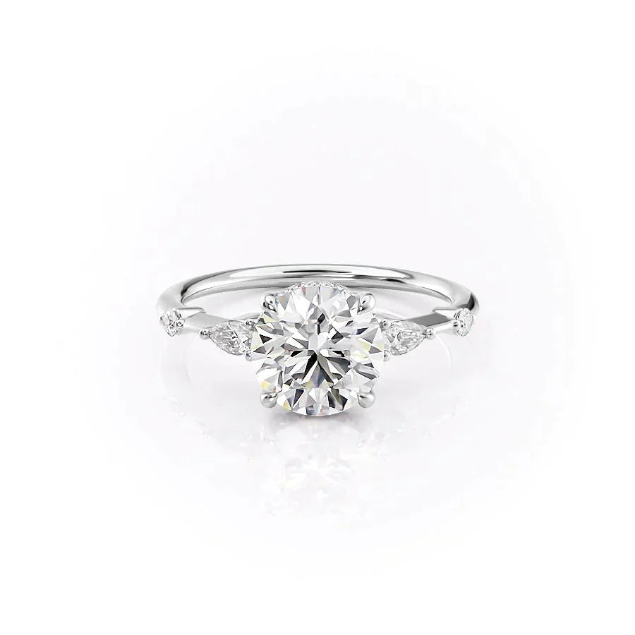 The Naomi Set With A 2.5 Carat Round 14K White Gold Lab Diamond