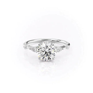 The Naomi Set With A 2.5 Carat Round 18K White Gold Lab Diamond