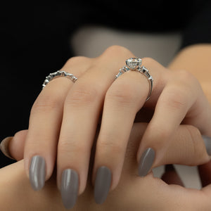 The Naomi Set With A 2 Carat Round 14K White Gold Lab Diamond