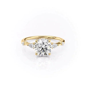 The Naomi Set With A 1 Carat Round 18K Yellow Gold Lab Diamond