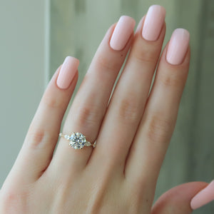 The Naomi Set With A 2 Carat Round 18K Yellow Gold Lab Diamond