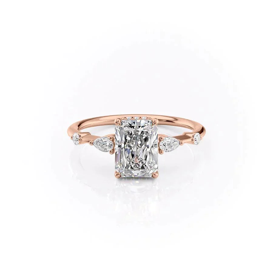 The Naomi Set With A 2 Carat Radiant 14K Rose Gold Lab Diamond