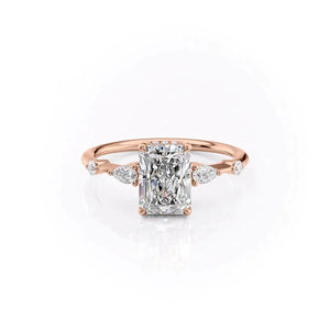 The Naomi Set With A 1 Carat Radiant 14K Rose Gold Lab Diamond