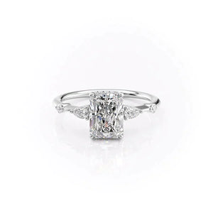 The Naomi Set With A 2 Carat Radiant 18K White Gold Lab Diamond