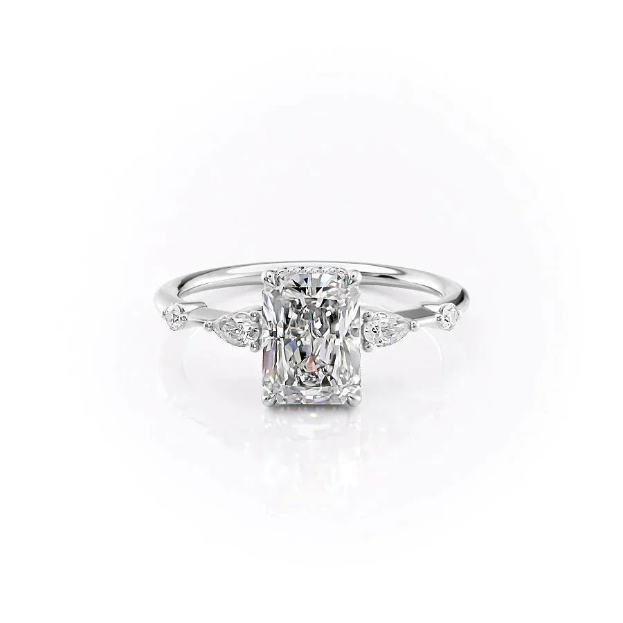 The Naomi Set With A 1 Carat Radiant 18K White Gold Lab Diamond