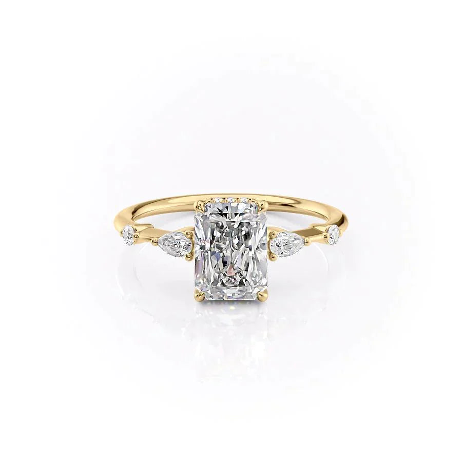 The Naomi Set With A 1 Carat Radiant 18K Yellow Gold Lab Diamond