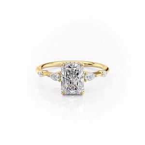 The Naomi Set With A 1 Carat Radiant 18K Yellow Gold Lab Diamond