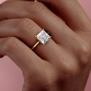 The Maia Set  With A 3 Carat Princess 18K Yellow Gold Moissanite