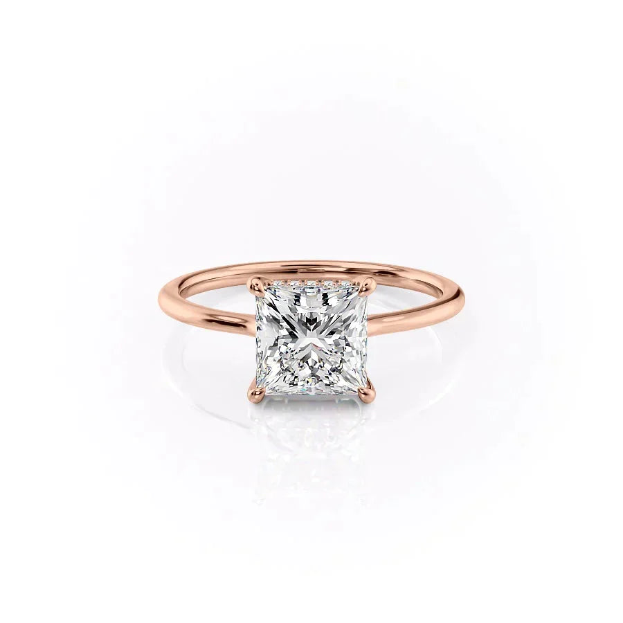 The Maia Set  With A 2 Carat Princess 14K Rose Gold Moissanite