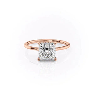 The Maia Set  With A 3 Carat Princess 14K Rose Gold Moissanite